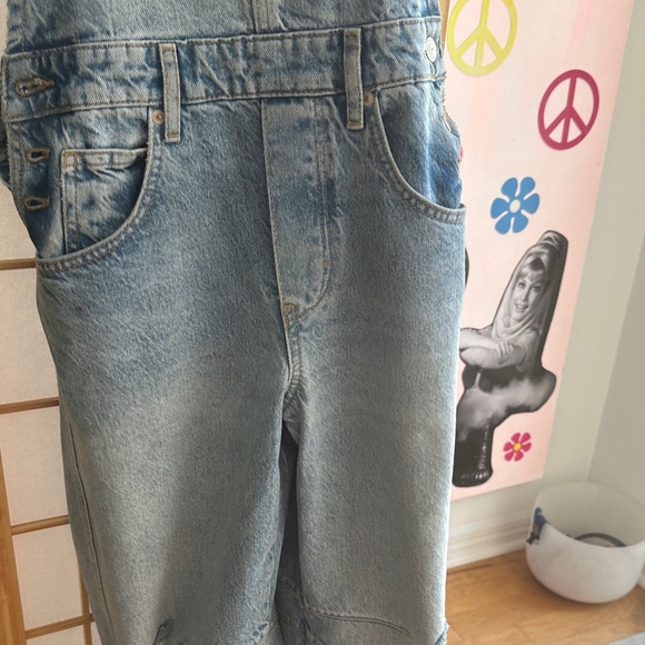 We the free light blue denim overalls - Picture 3 of 6